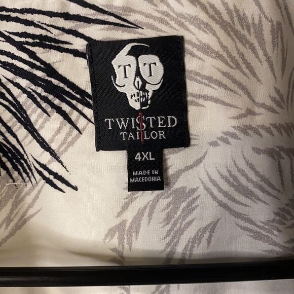Twisted tailor mens button up 4x skinny collared shirt crows in white NWT - Picture 7 of 10
